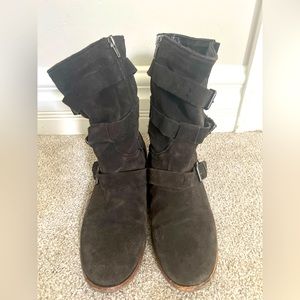 Dolce Vita Charcoal Suede Ankle Buckle Boots Size 9
